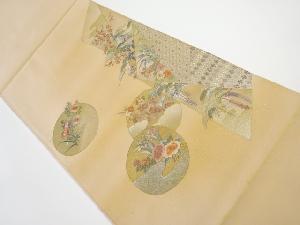 リサイクル　四季花・古典模様刺繍袋帯